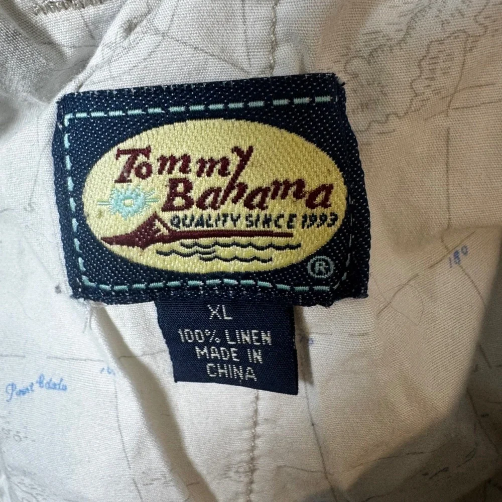 Tommy Bahama Mens XL Oatmeal Beige 100% Linen Drawstring Relaxed Pants Beach